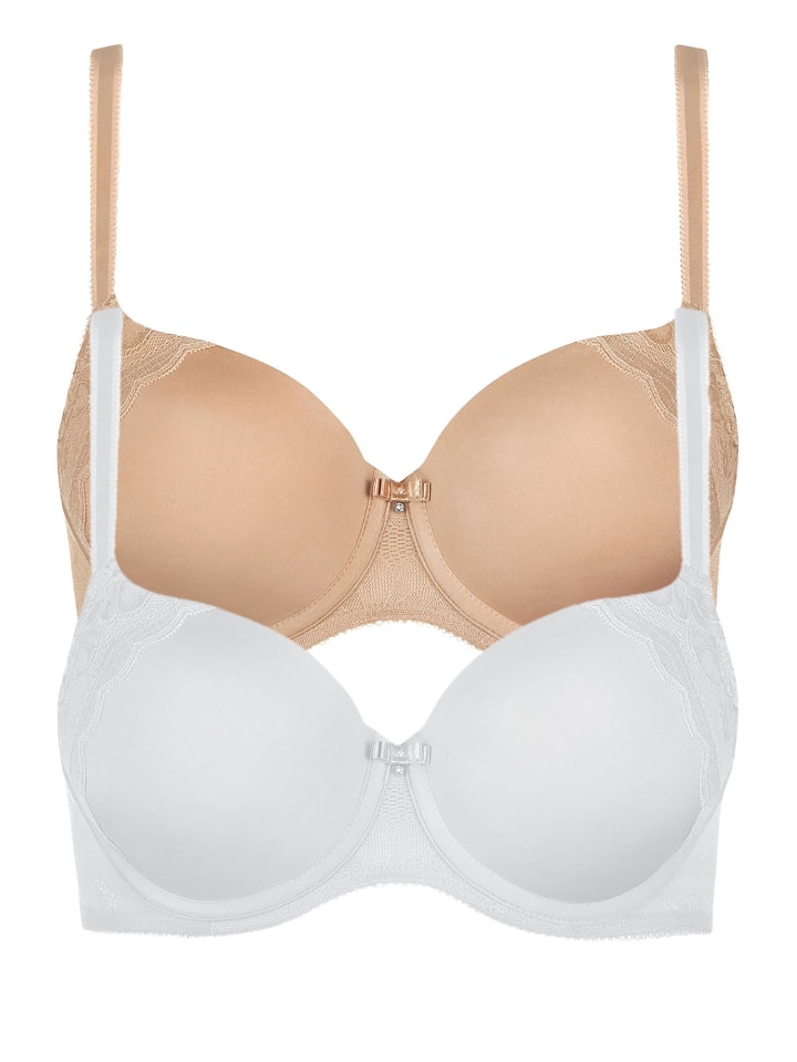2er Pack Schalen BH in sweet almond-white