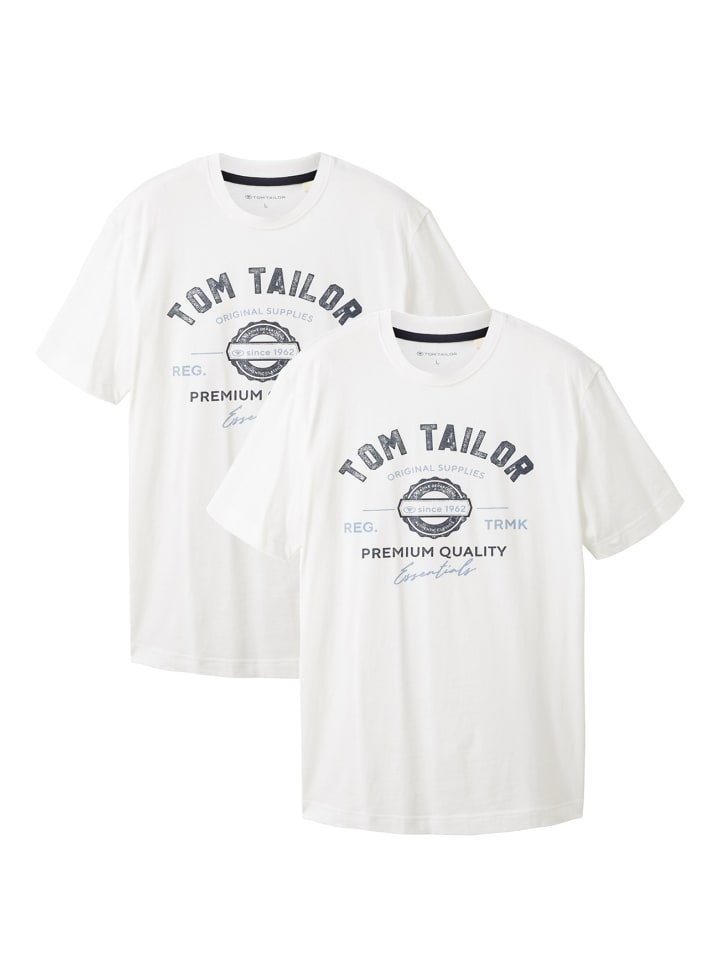 Logo T-Shirt 2-er Pack Kurzarm Set mit Logo Print in Weiß-2