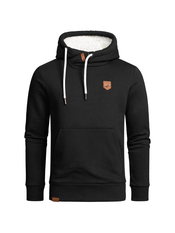 Kapuzenpullover mit Plüsch-Kapuze YONKERS in Schwarz