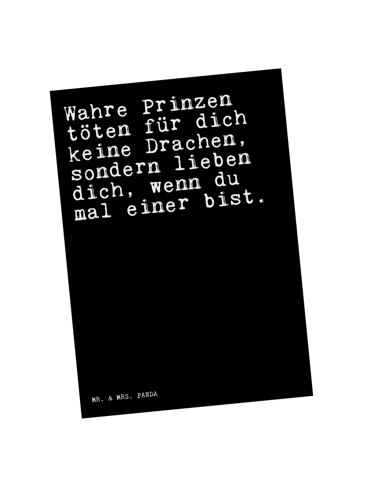 Postkarte Wahre Prinzen töten für... mit Spruch in Schwarz