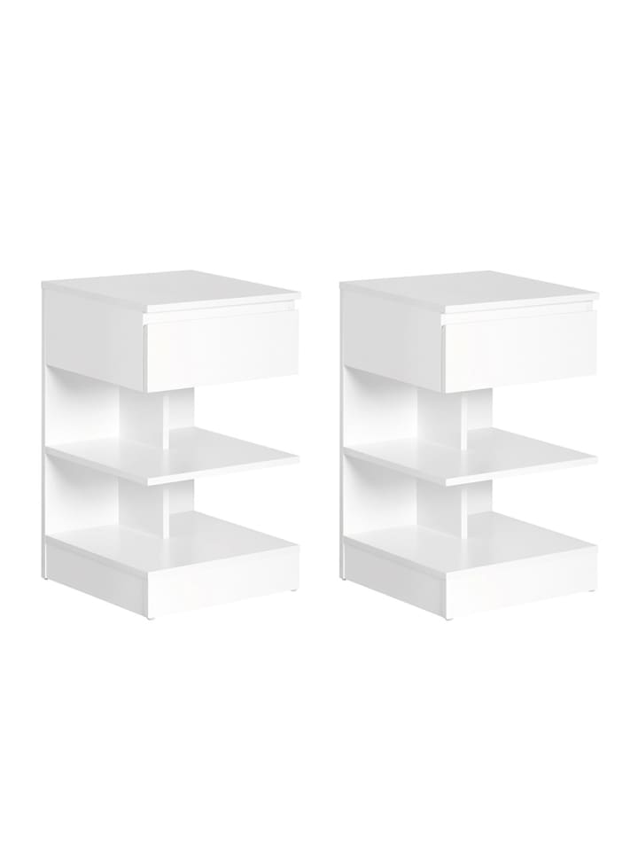 Nachttisch in Mattweiß - (W) 39 x (H) 65 x (L) 39 cm