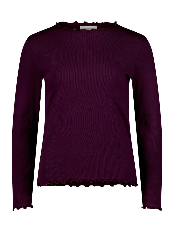 Langarm-Shirt mit Kragen in Dark Dahlia