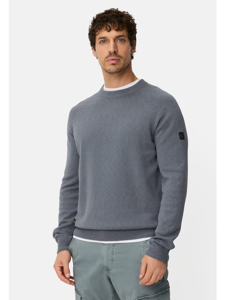 Strickpullover mit Rundhalsausschnitt in Blau
