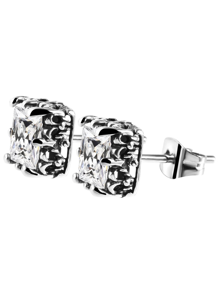 Damen Ohrringe – Ohrstecker aus Edelstahl mit Zirkonia in silber