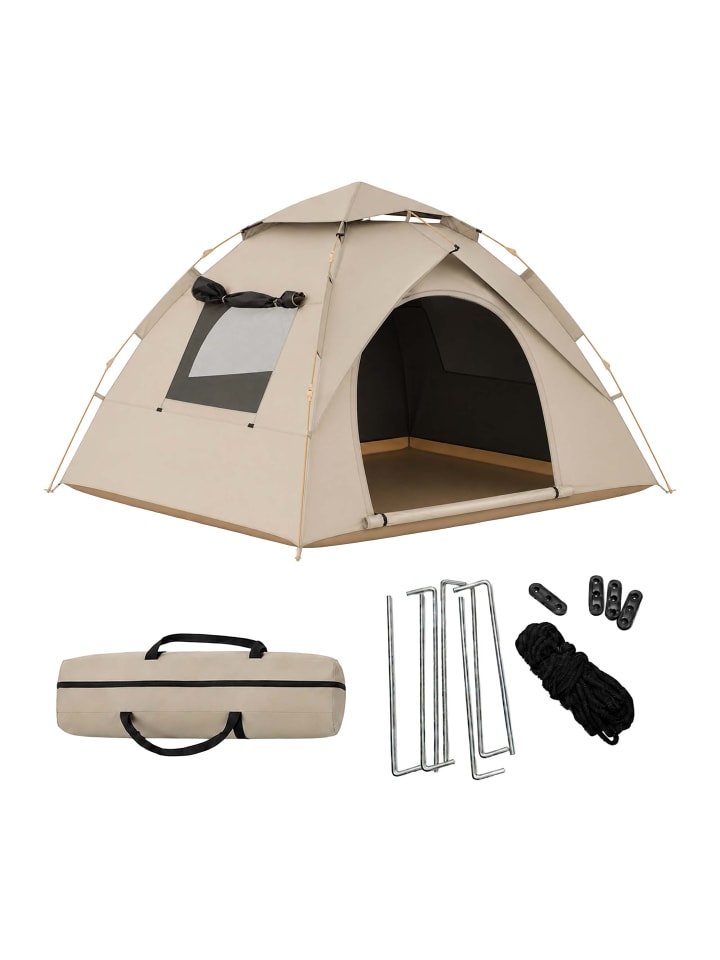 Campingzelt in Beige – (B)200 x (H)145 x (T)230 cm