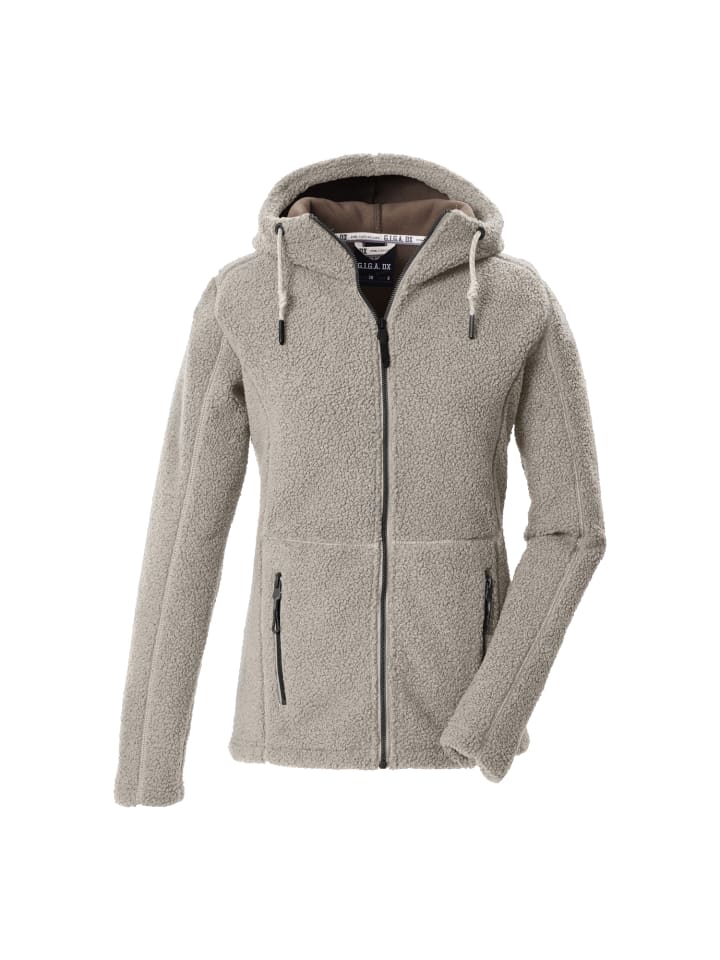 Strickfleecejacke mit Kapuze in Sand8110
