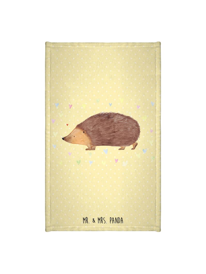 Frottierhandtuch Igel Herzen ohne Spruch in Gelb Pastell