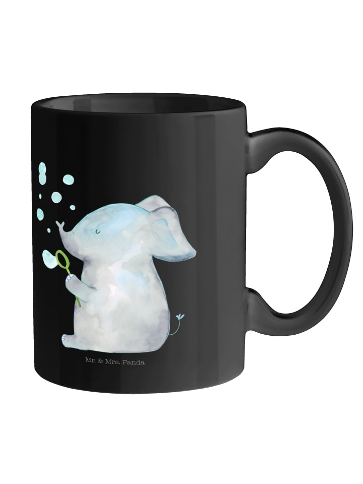 Kaffeebecher Elefant Seifenblasen ohne Spruch in Schwarz