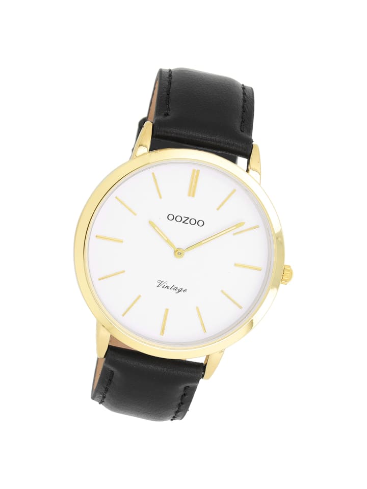 Analog-Armbanduhr OOZOO Vintage Series schwarz groß (ca. 42mm)