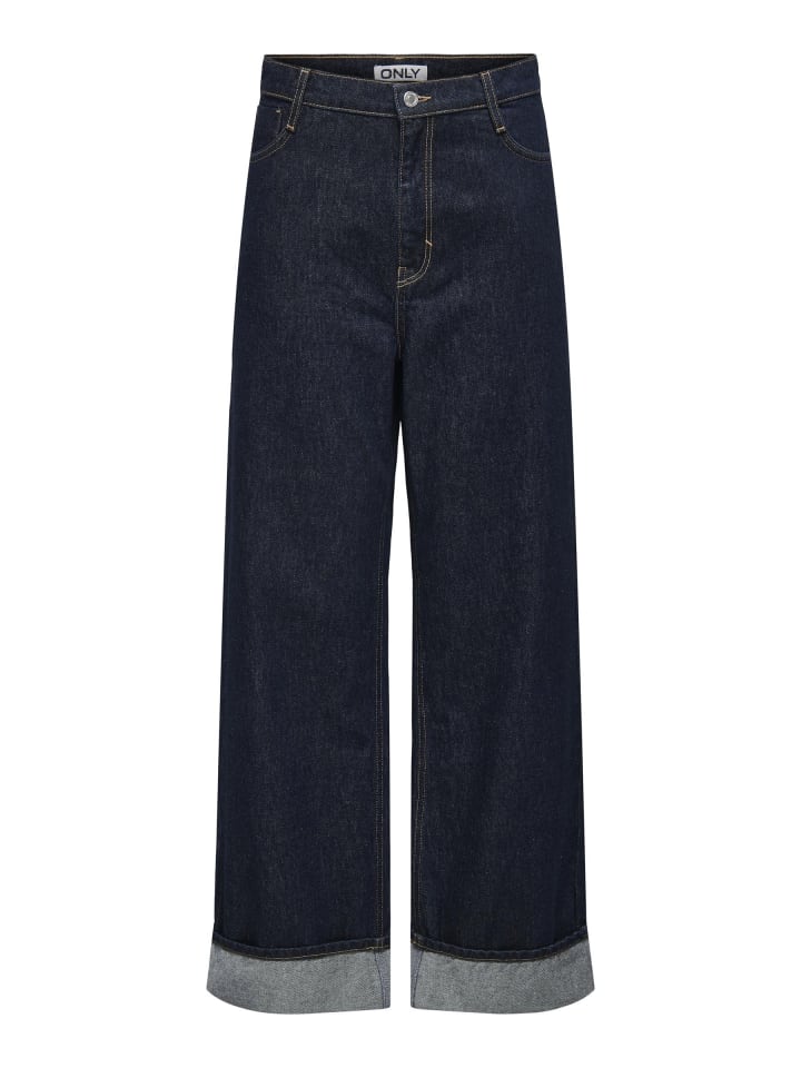 Jeans mit weitem Bein in Dark Blue Denim