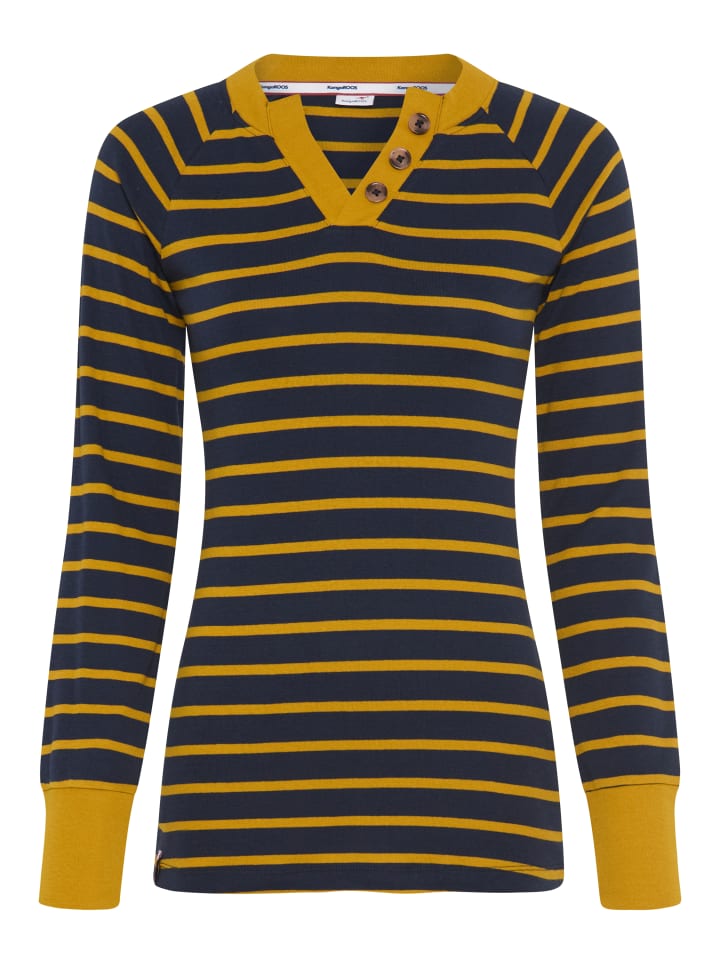 Langarmshirt in marine-senf