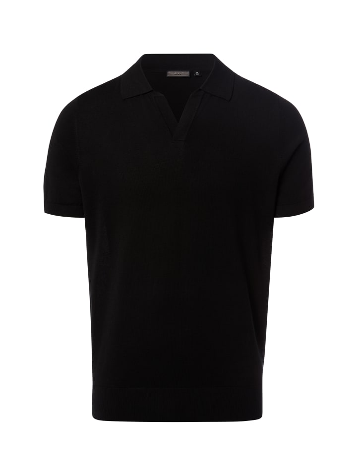 Strick-Poloshirt in schwarz