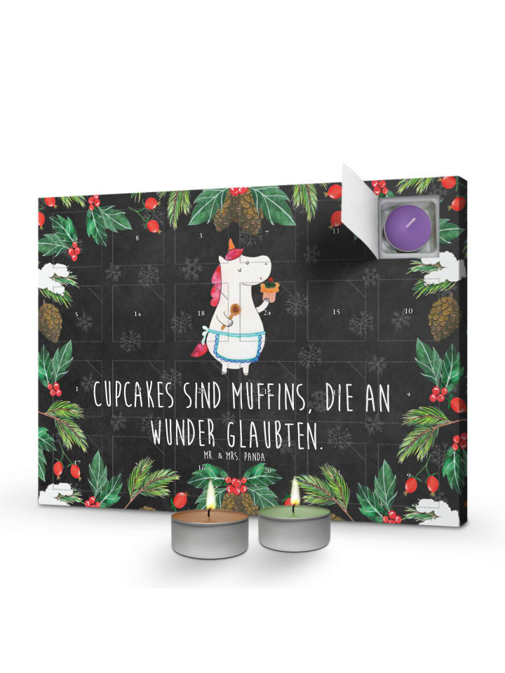 Adventskalender Einhorn Küche mit Spruch in Kreidetafel