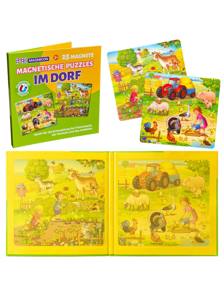 Magnetpuzzle im Dorf 25 Teile, Magnet Puzzles ab 2 Jahren