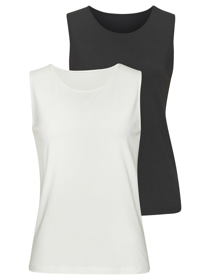 Shirttop in creme, schwarz