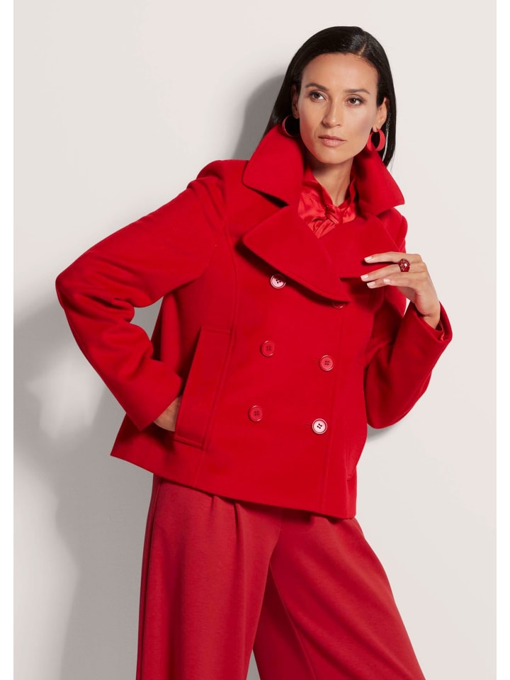 Elegante Caban-Jacke mit Taschen in rot