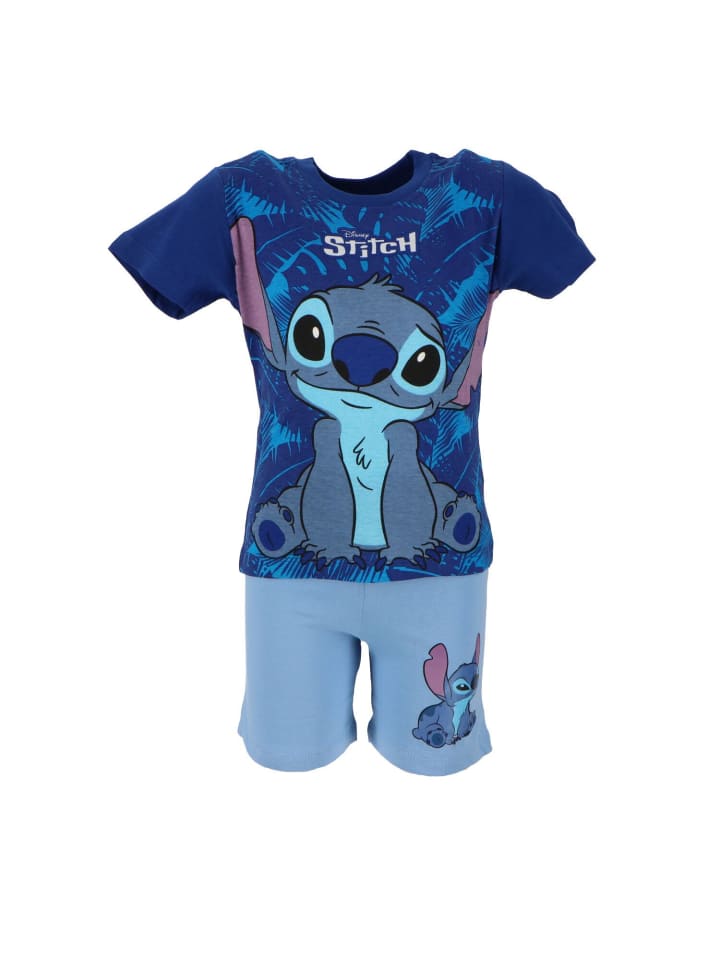 Lilo & Stitch Shortama Atmungsaktiver Kurzarm-Schlafanzug für in Dunkelblau