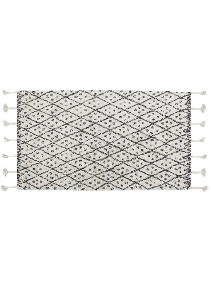 Kurzflor AGADIR in Weiß/Schwarz - (W) 80 x (H) 2 x (L) 150 cm