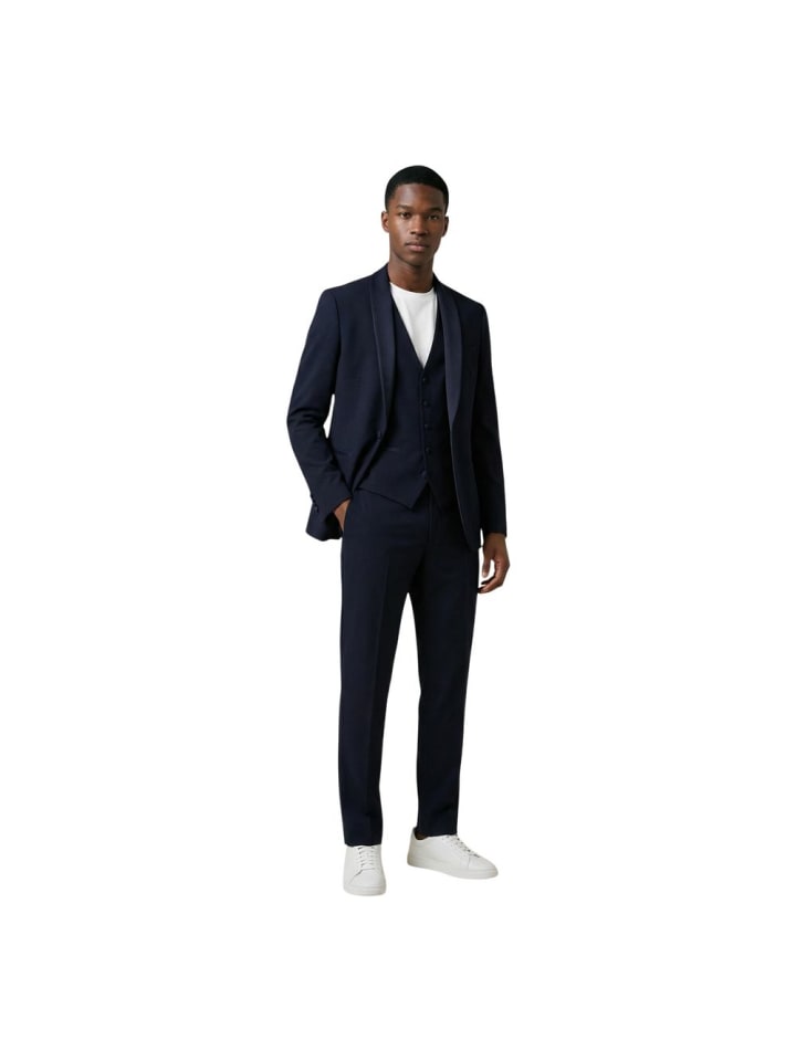 Blau Polyester Dreiteiliger Anzug