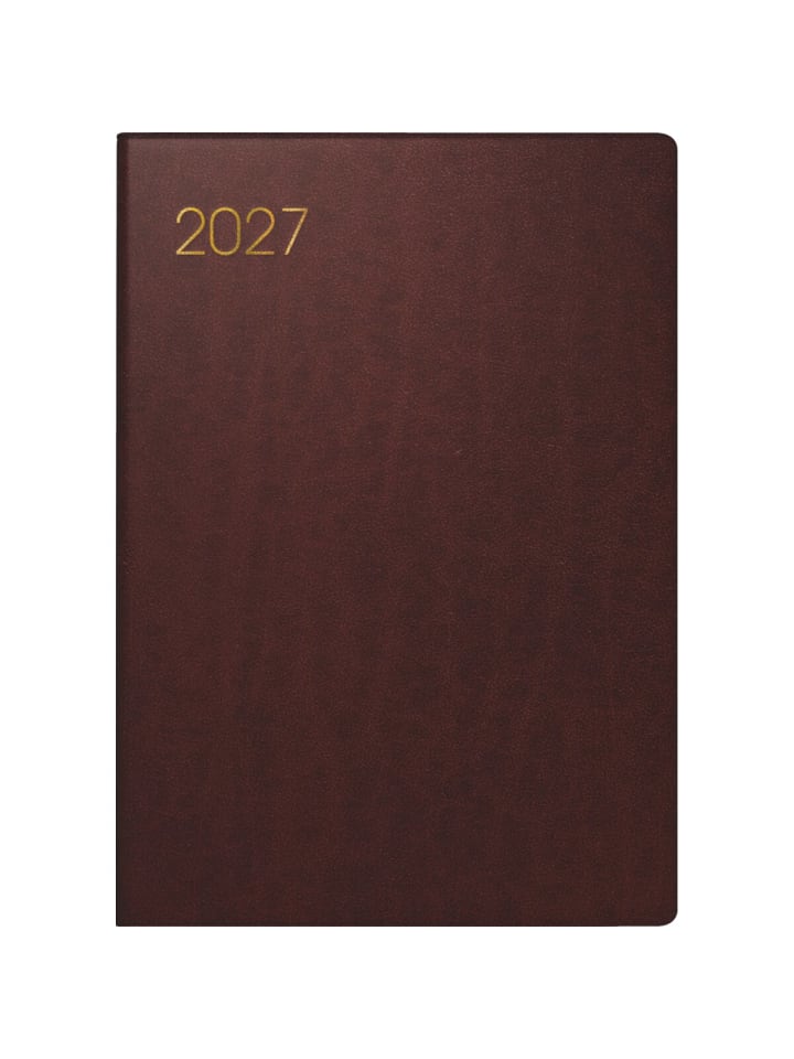 Taschenkalender 713 7,2x10,2cm 1 Woche/2 Seiten Leder bordeaux 2027