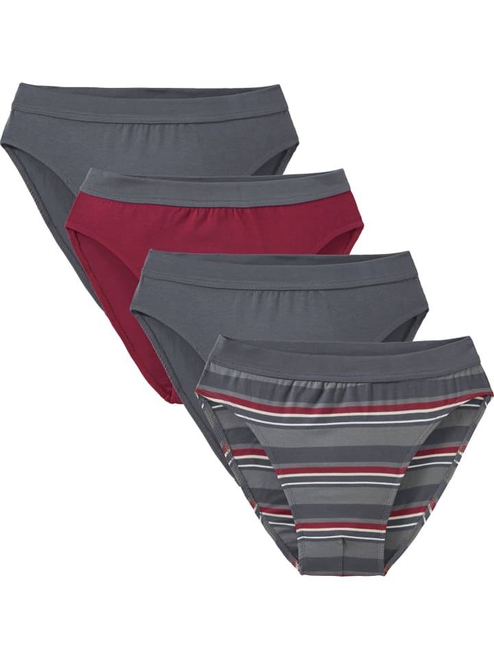 Baumwolle, Single-Jersey Slip 4er-Pack in anthrazit