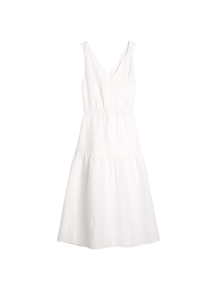 Leinen-Stufenkleid regular in Weiß