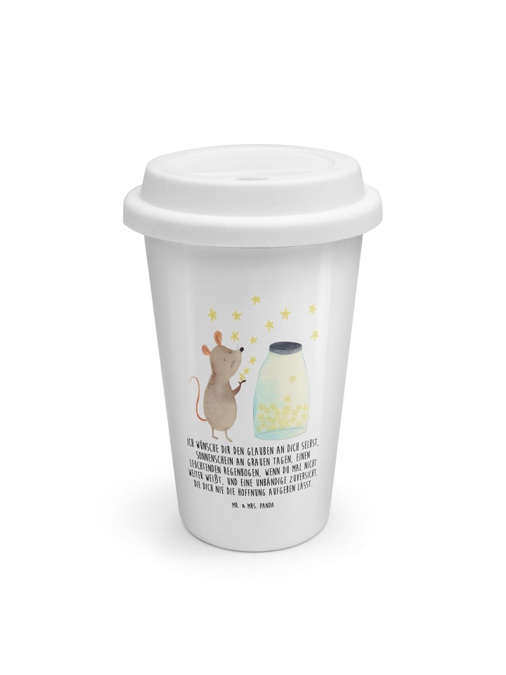 Kaffeebecher To Go Maus Sterne mit Spruch in Weiß