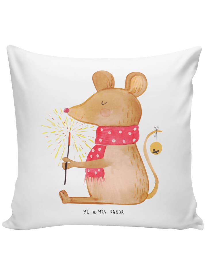 Kissen 40x40 Maus Weihnachten ohne Spruch in Weiß