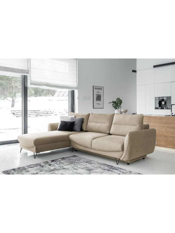 Sonic Recamiere Links in Braunbeige - (L) 276 x (B) 276 x (H) 100 cm