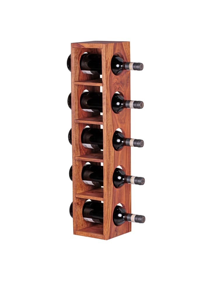 Weinregal in Braun / Sheesham / 15x15x70