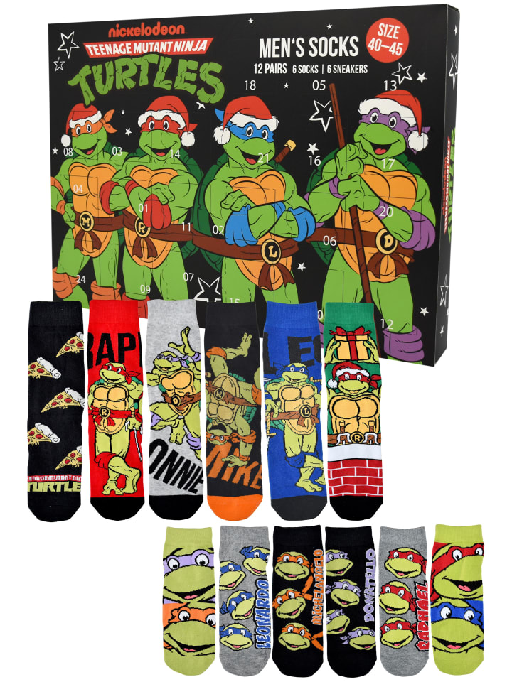 Teenage Mutant Ninja Turtles Socken Adventskalender 12 Paar Socken in Mehrfarbig