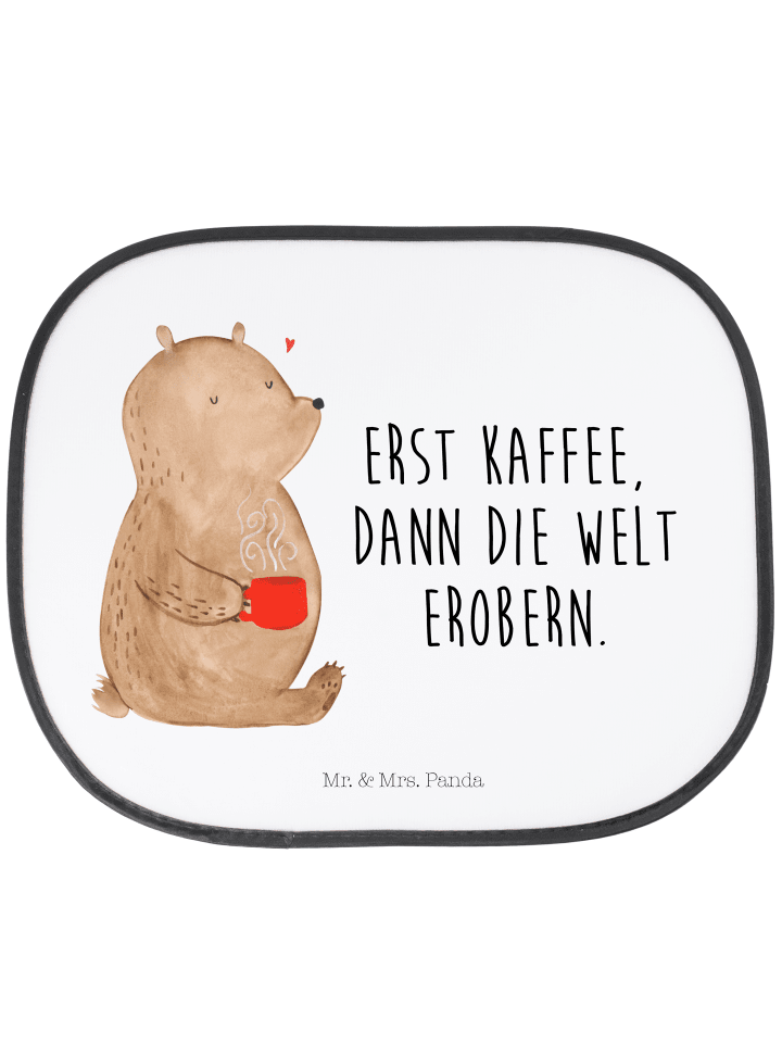 Sonnenschutz Auto Bär Kaffee mit Spruch in Weiß