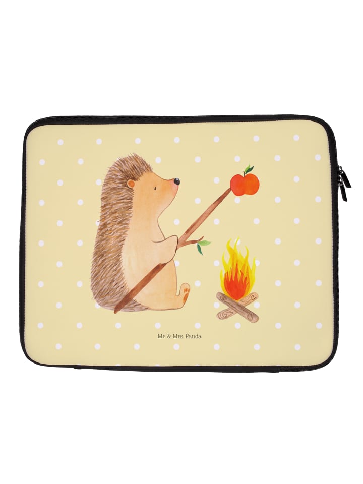 Laptoptasche Igel Grillen ohne Spruch in Gelb Pastell