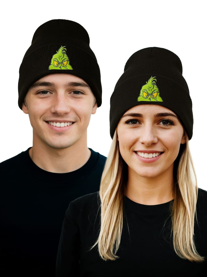 The Grinch Strickmütze Wintermütze Wollmütze Beanie Mütze in schwarz