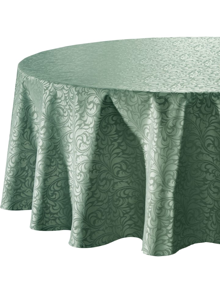 Jacquard, Baumwollmischung, Gewebt Tischdecke Hamm in salbei