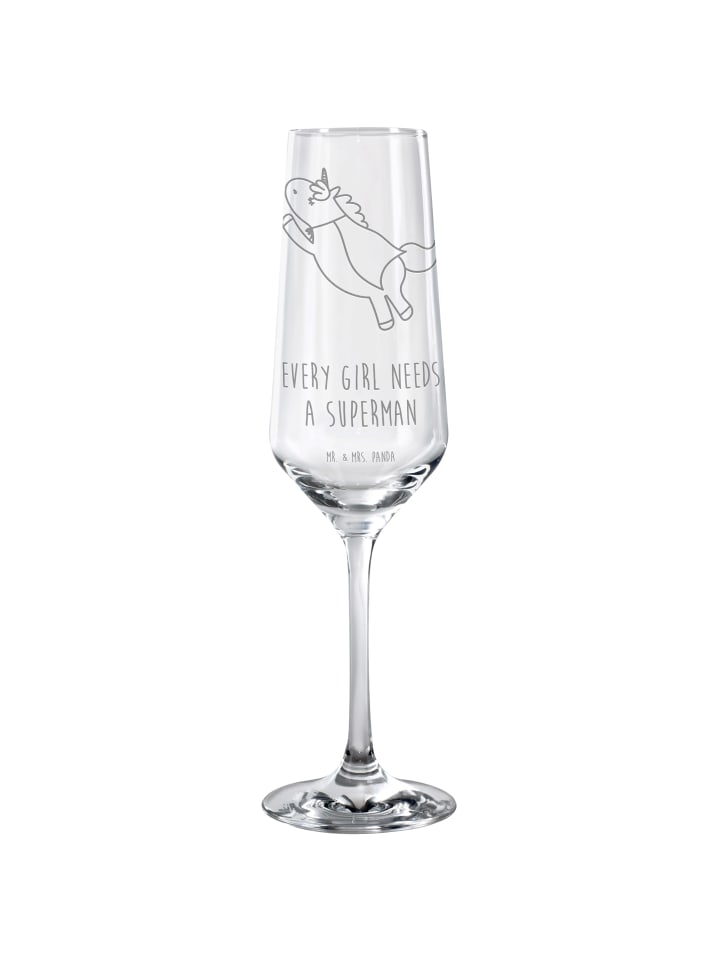 Sektglas Einhorn Super mit Spruch in Transparent