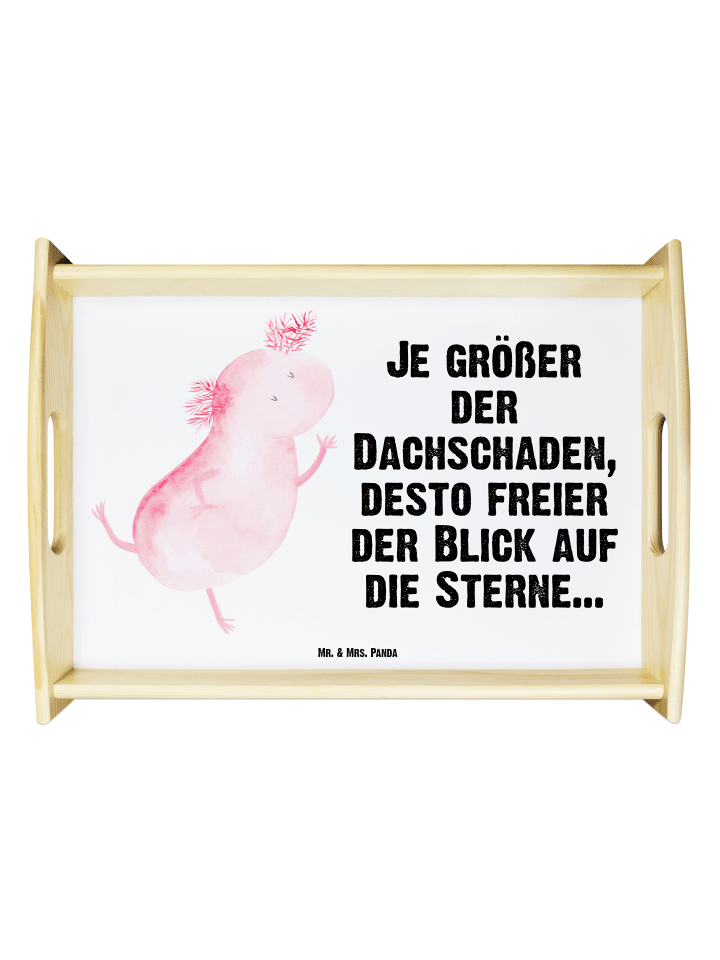 Frühstückstablett Axolotl Tanzen mit Spruch in Weiß
