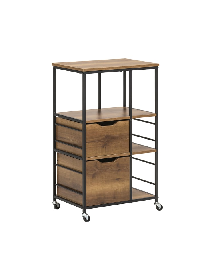 Küchenwagen in Nussbaum-Holzoptik - (W) 36 x (H) 88 x (L) 53 cm