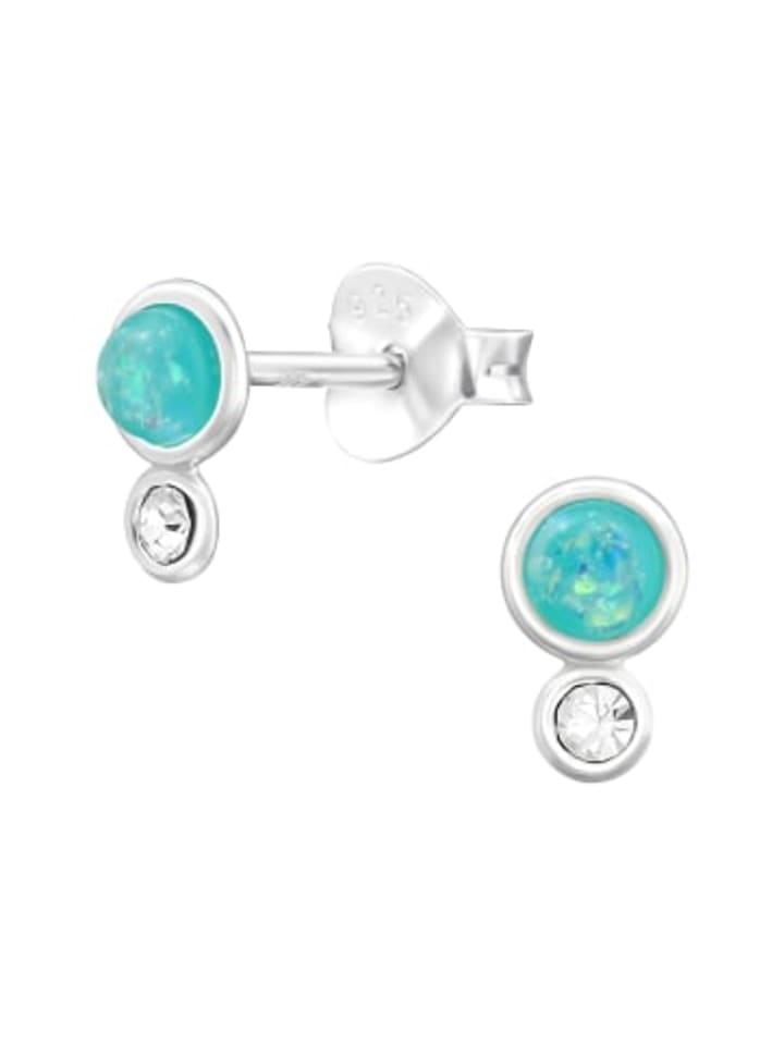 Ohrstecker GEO-OPAL mint mit Kristall in 925 Sterling Silber, 2-tlg.