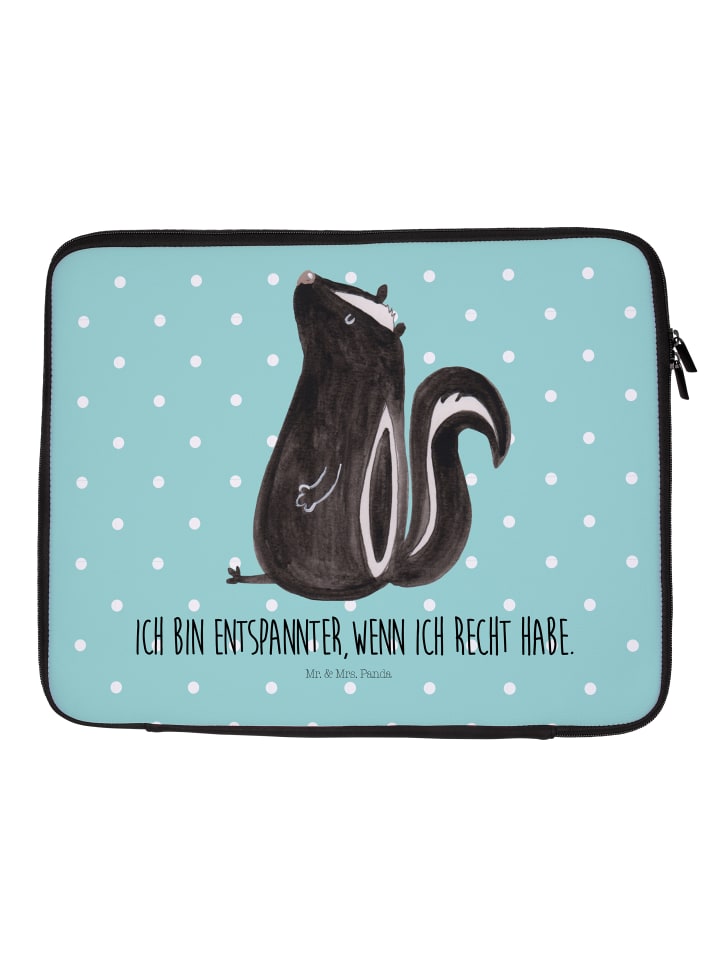 Laptop Tasche Stinktier Sitzen mit Spruch in Türkis Pastell
