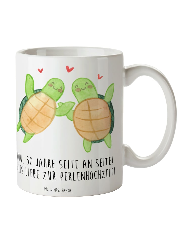 Tasse 30. Hochzeitstag Perlenhochzeit mit Spruch in Weiß