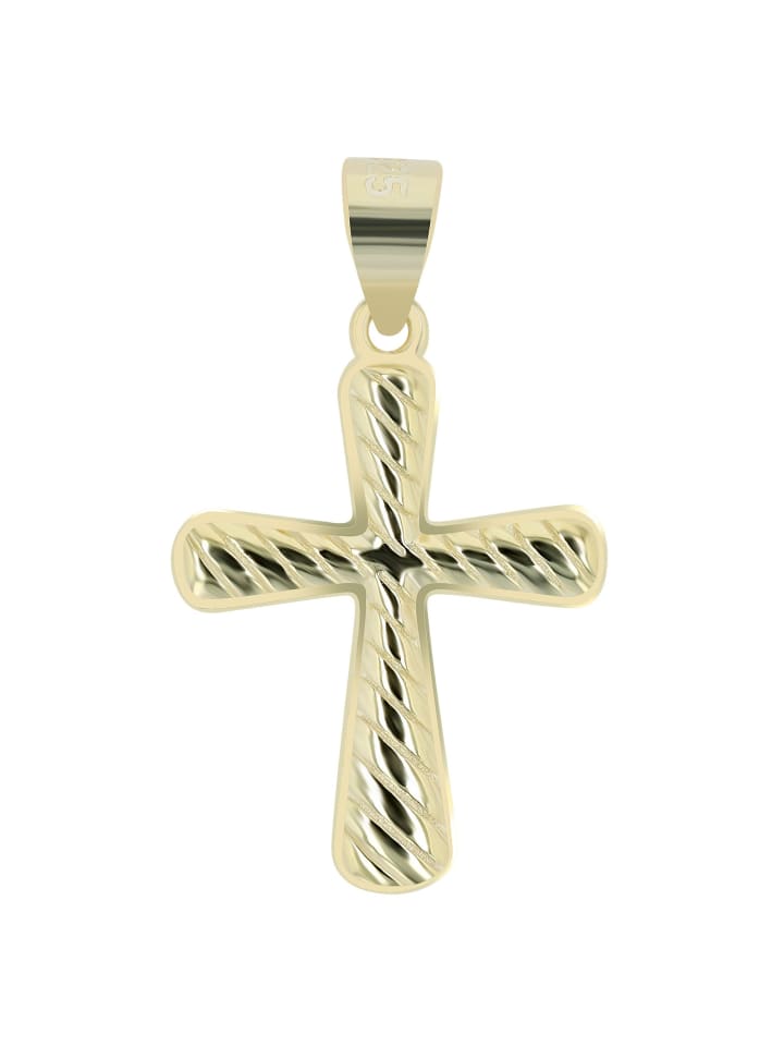 Damen Anhänger Kreuz aus 925 Silber in gold