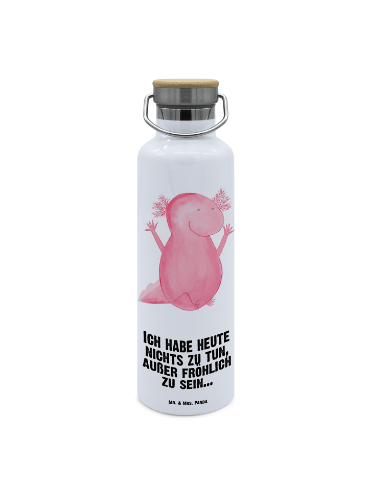 Trinkflasche Axolotl Hurra mit Spruch in Weiß