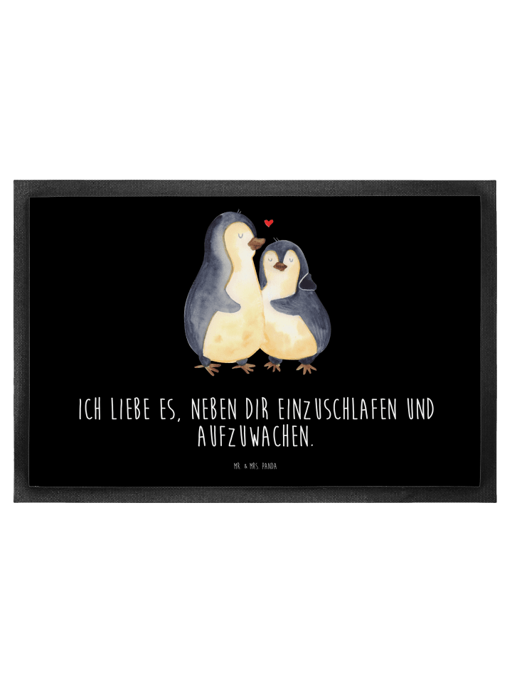 Fußmatte Pinguine Einschlafen mit Spruch in Schwarz