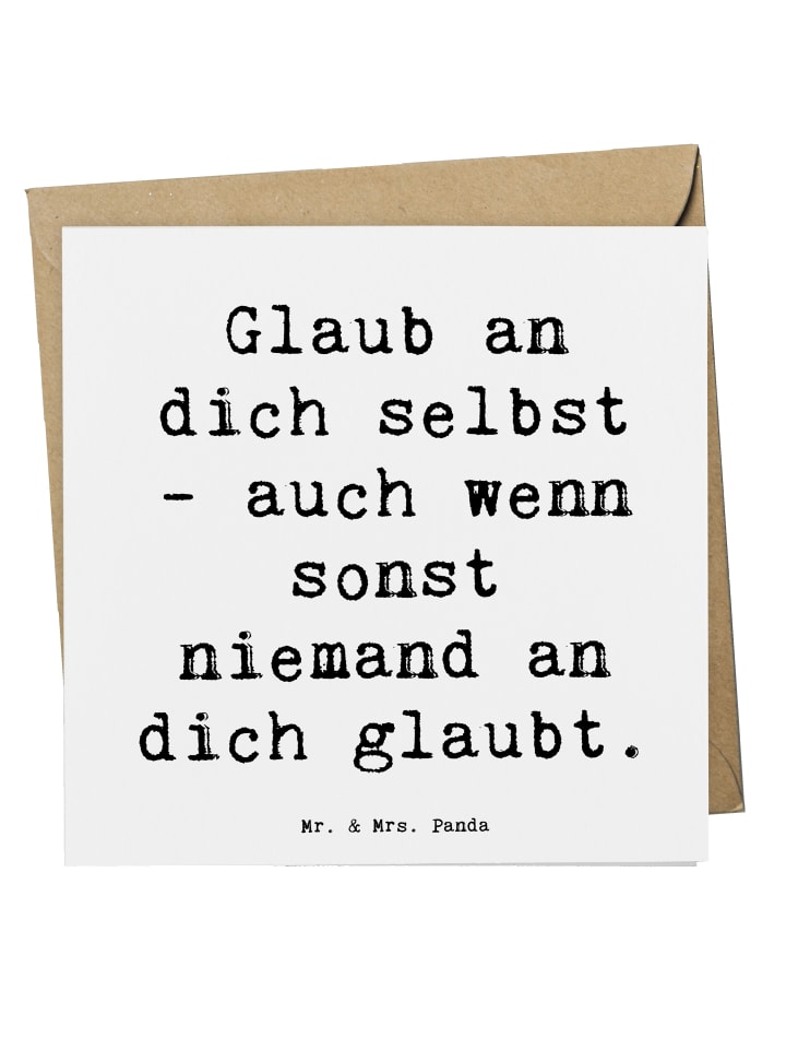 Grußkarte Spruch Glaube an dich selbst mit Spruch in Weiß
