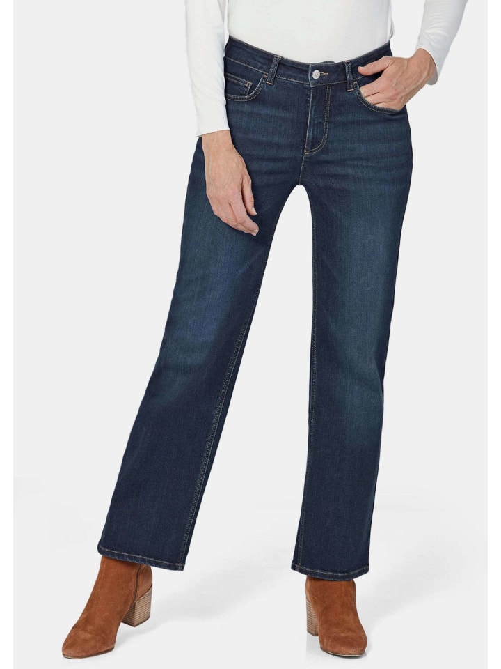 Kurzgröße: Klassische Denimhose, dezente Waschung in dunkelblau