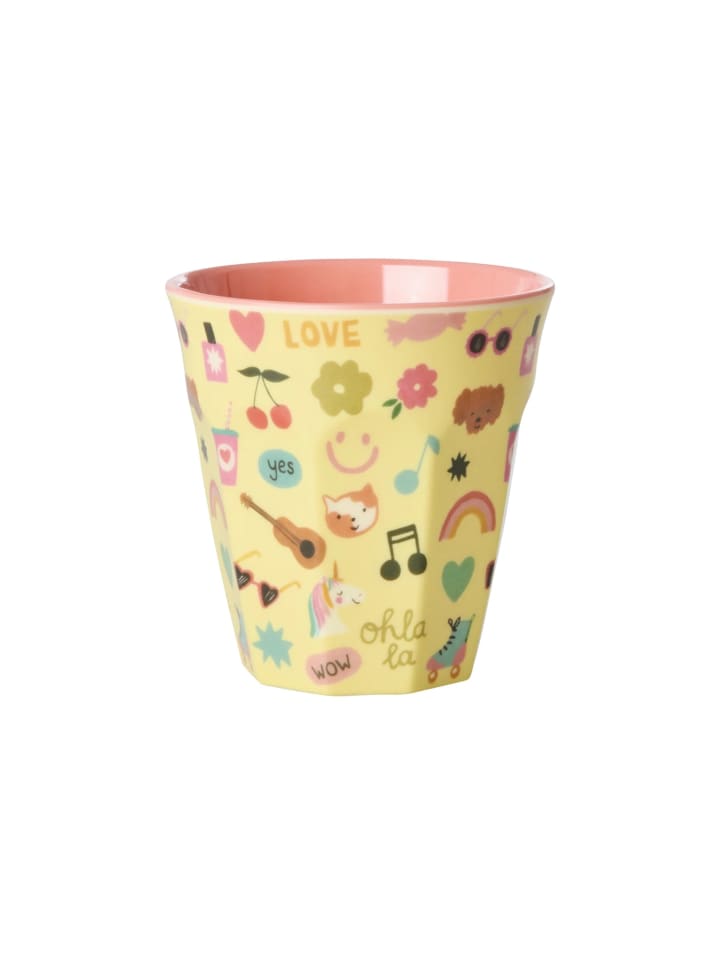 Melamin Becher Medium Unicorn Love in gelb