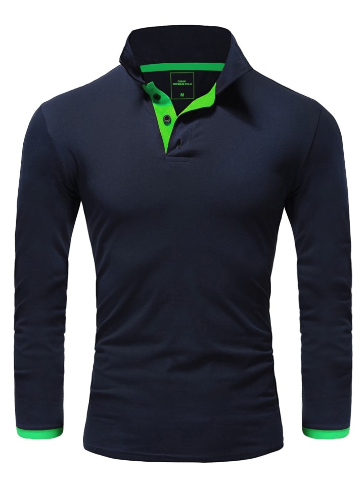 Poloshirt LEX in Navyblau/Grün