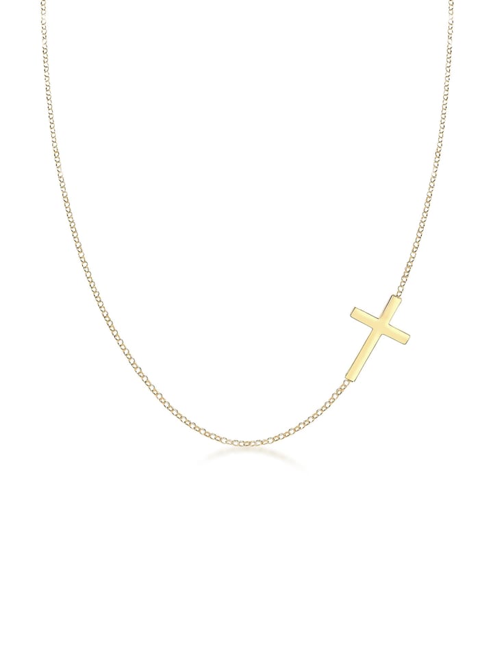Halskette 925 Sterling Silber Kreuz in Gold