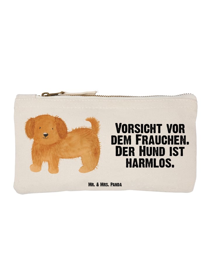 Schminktasche Hund Flauschig mit Spruch in Weiß